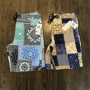 Fresh Prince of BelAir Men's Patchwork Shorts - Blue and Tan Medium